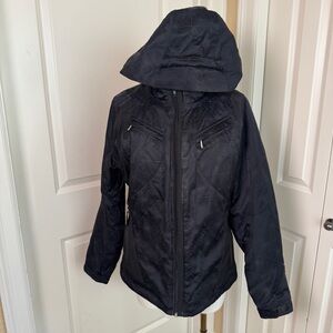 Spyder Youth Ski Jacket Size 10 Black Hooded Snow Winter Coat